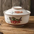 Japanese Ceramic Soup Bowl With Lid Instant Noodle Bowl Ramen Bowl Tableware Microwaveable Supplies Oasis Select White 7.75 Inches