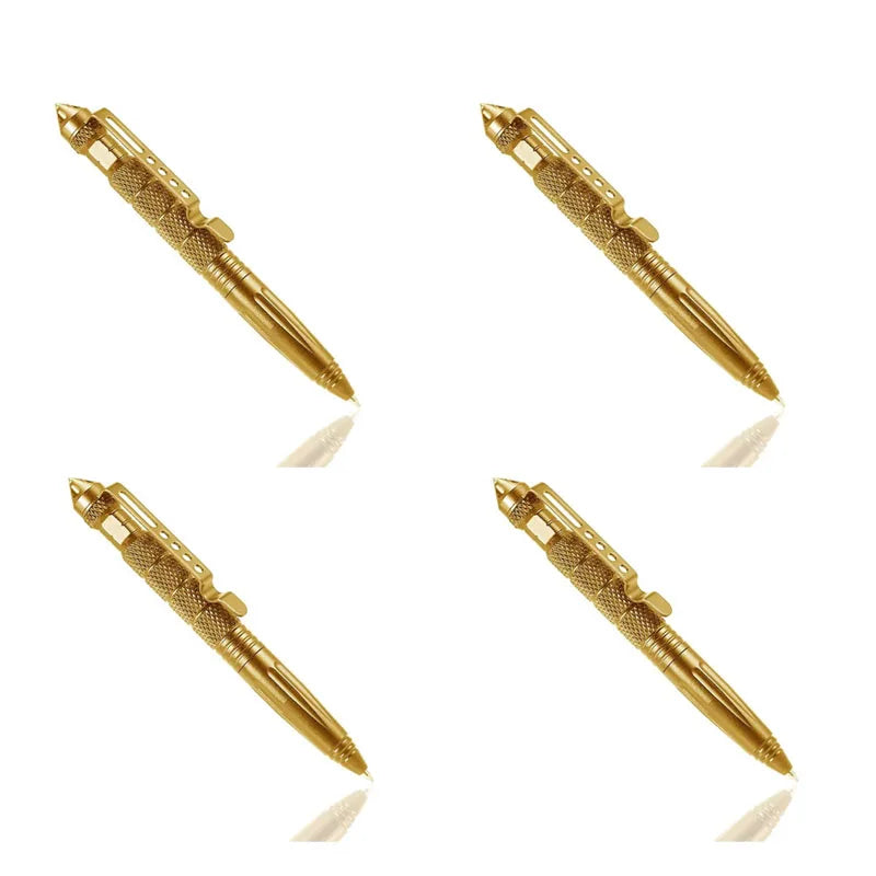 1/2/3/4pcs Multi Functional Tactical Pen High Quality Aluminum Anti Skid Portable Self Pen Steel Glass Breaker Survival Tool Oasis Select 4pcs Gold
