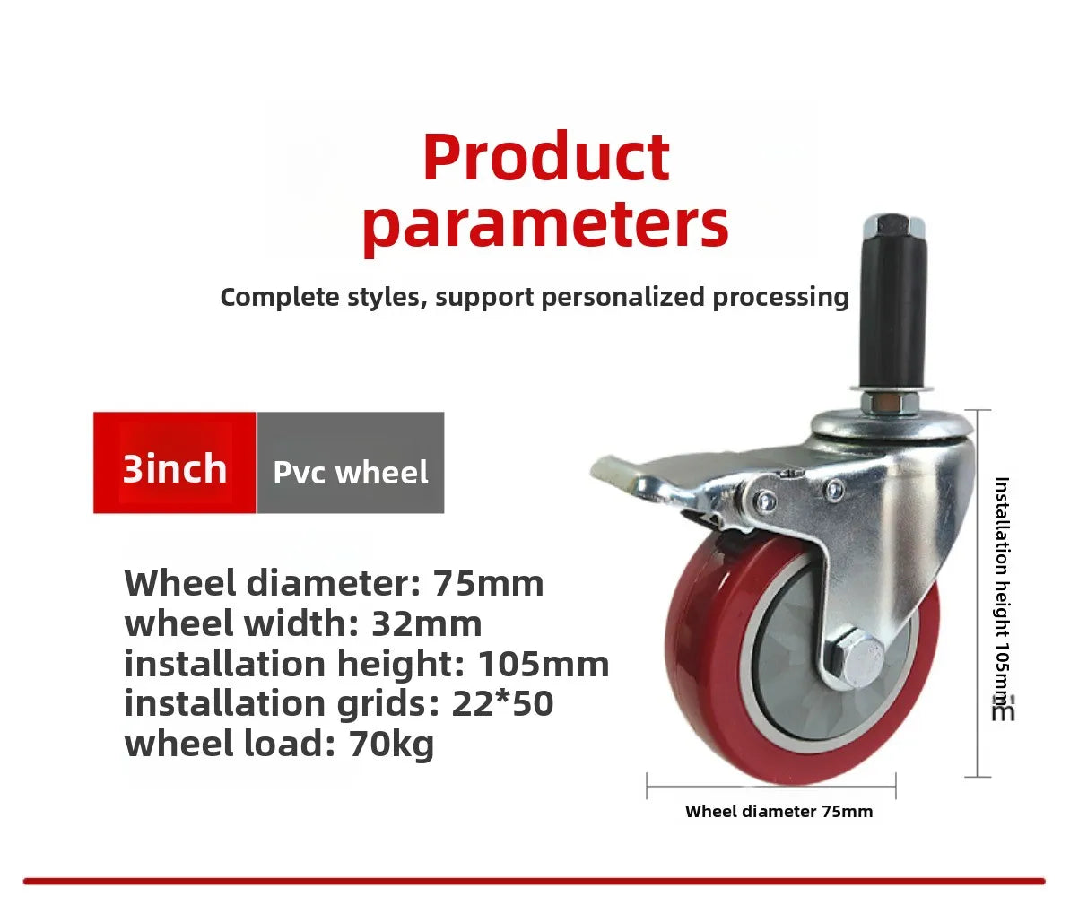 3/4/5inch Medium Duty polyurethane wheels Industrial rigid double ball bearing trolley pvc swivel with lock caster wheels Oasis Select 3 INCH