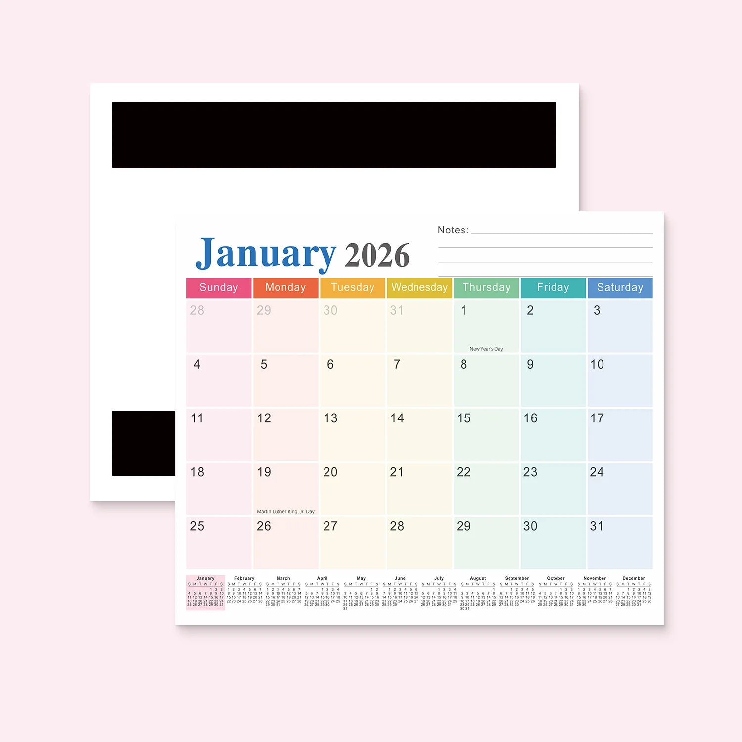 18-month magnetic calendar, January 2026 to June 2027 refrigerator calendar, tear-off 8" x 10" calendar Oasis Select Style B