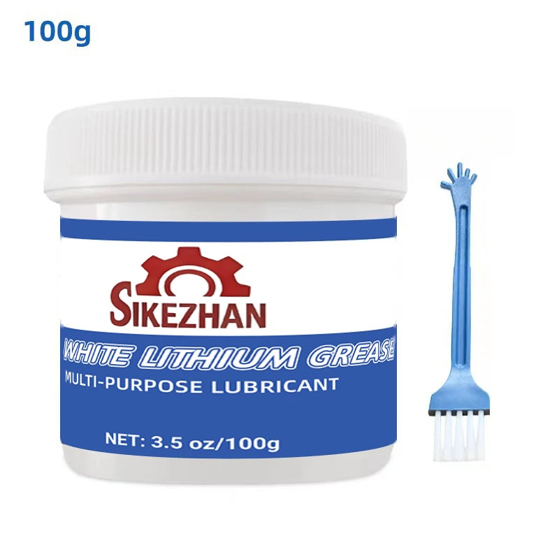 Premium White Lithium Grease With Brush Waterproof Multi-Purpose Lubricant Anti Rust Auto Marine Garage Door Hinge Metal Parts Oasis Select 100g