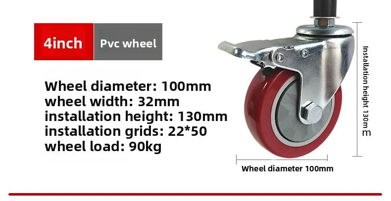 3/4/5inch Medium Duty polyurethane wheels Industrial rigid double ball bearing trolley pvc swivel with lock caster wheels Oasis Select 4 INCH