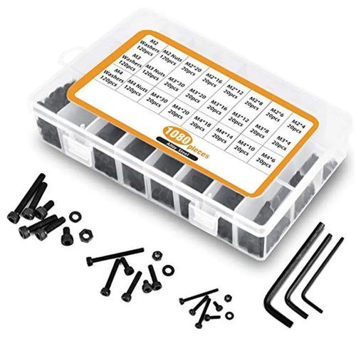 1080-Pc M2 M3 M4 Hex Socket Screws Nuts Washers Kit Metric Fasteners Kit Oasis Select