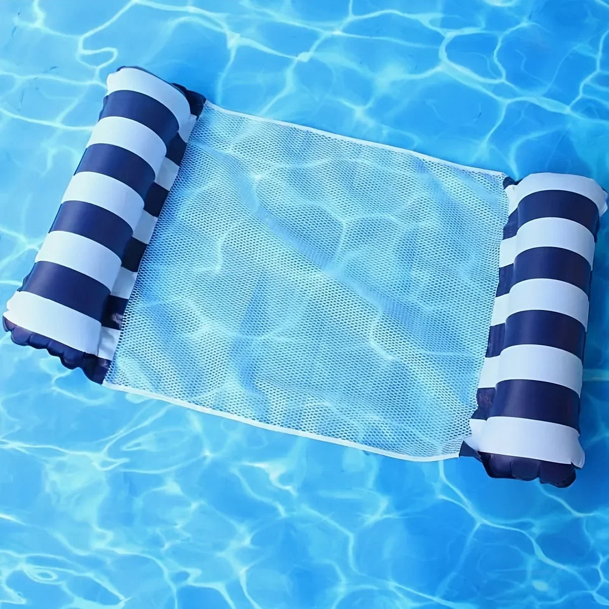 Foldable Striped Inflatable Lounge Chair, Suitable For Swimming Pool Parties And Beach Leisure Floating Beds With Net Backrest Oasis Select