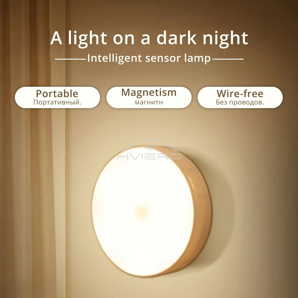 LED Motion Sensor Night Light – USB Rechargeable Wireless Lamp