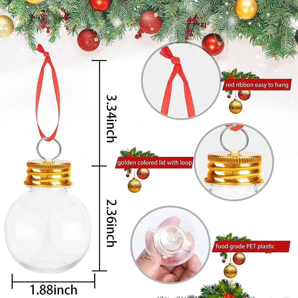 50ml Gold Cap Transparent Fruit Juice Bottle Stubby Round Plastic Bottle Shaped Snowball Bottle Christmas Decorative Bottle Oasis Select