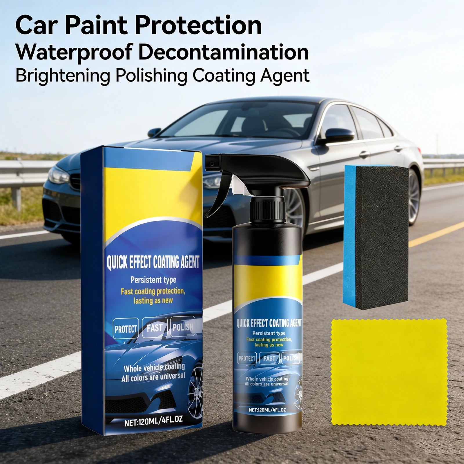 Coating Agent Waterproof Anti-Fouling Descaling Brightening Polishing Protection Car Paint Coating Agent with Sponge and Cloth Oasis Select