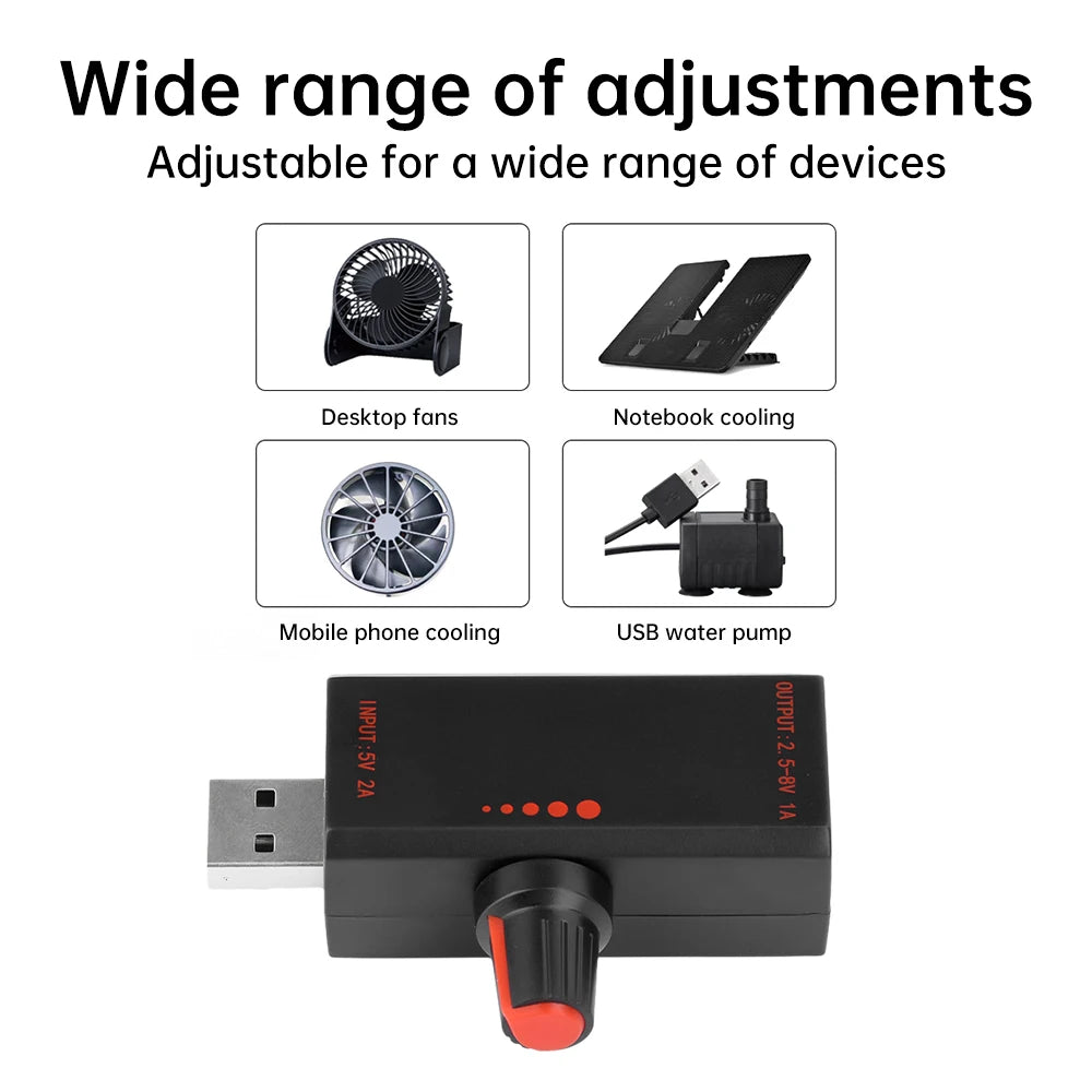 DC5V 2A 5W Stepless Speed Controller Adjustable Control Fan Cooler Type-C USB Fan Speed Radiator PWM Power Controller Oasis Select