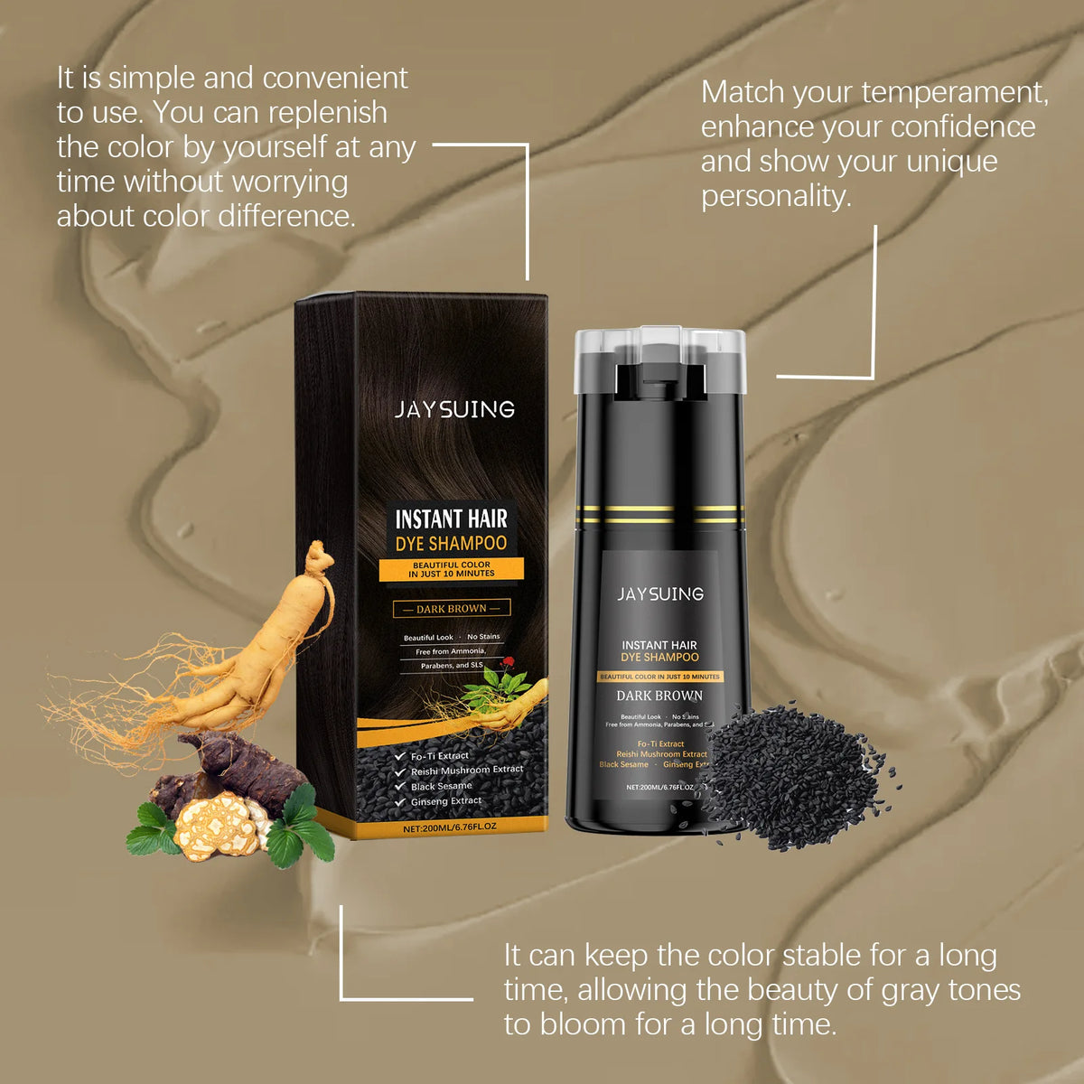 Polygonum Multiflorum Herbal Hair Dye Shampoo 200ml Hair Dye Shampoo Oasis Select