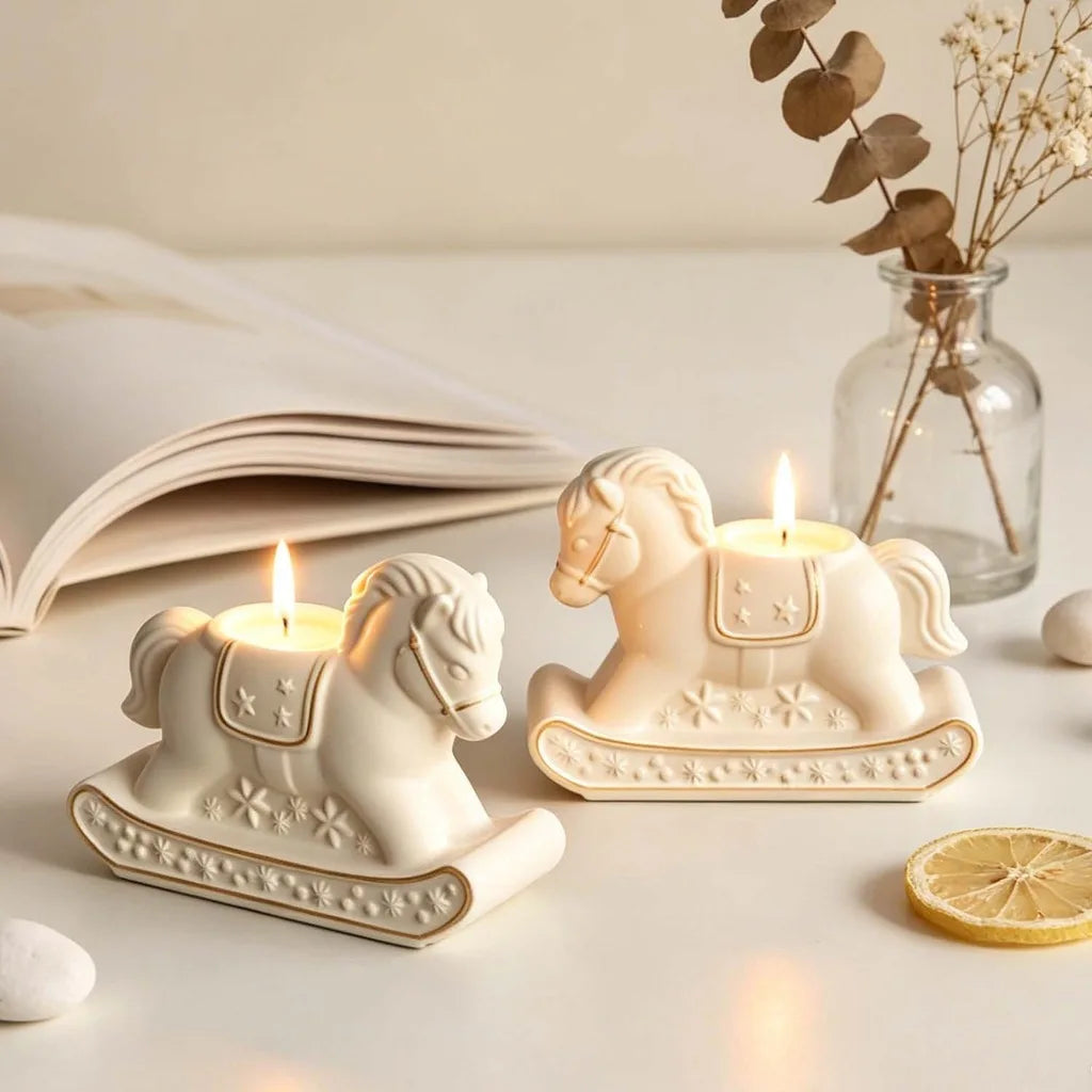 3D Rocking Horse Candle Holder Silicone Mold Reusable Mold for DIY Aromatherapy Gypsum Diffuser Stone Home Decor Oasis Select