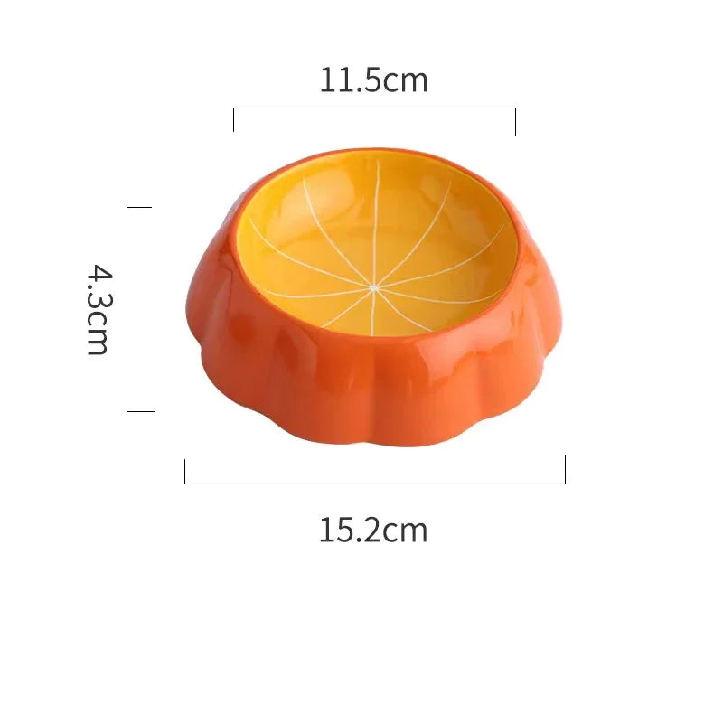 Fruit Pattern Pet Feeding Bowl Cute Strawberry Watermelon Ceramic Bowl Multi-use Food Water Container for Cat and Puppy Oasis Select Pumpkin bowl S