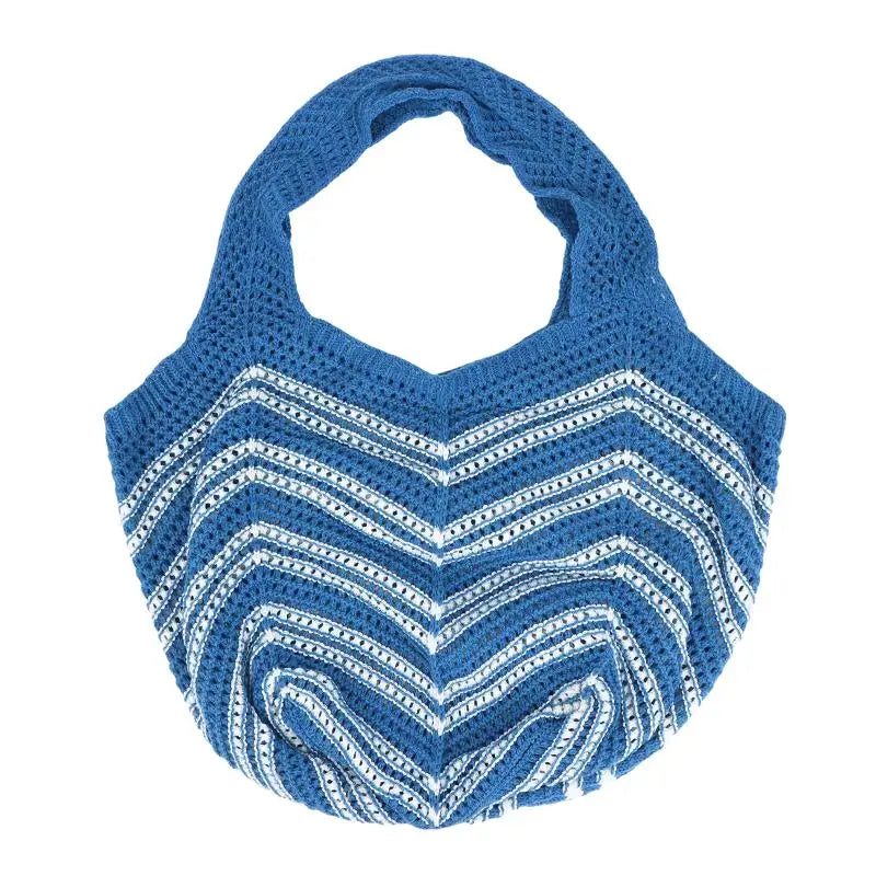 Versatile Knitted For Women Casual Summer Commuting Weaving Beach Holiday Style Soft Shoulder Bag Tote Shopper Bag Oasis Select Blue