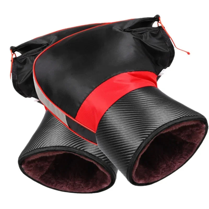 Protective Motorcycle Handlebar Gloves Muffs Thick Warm Rainproof Winter Warmer Universal Fit Scooter Bike Guantes Windproof Oasis Select black