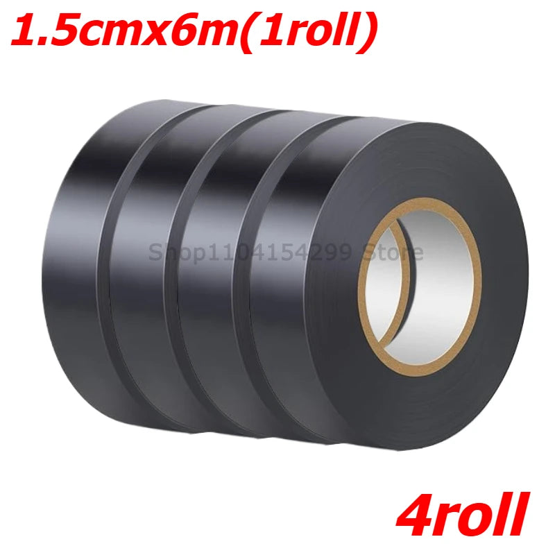 Electrical Insulating PVC Tapes Temperature Resistant Heat Black Insulating Tape Self Adhesive Electric Wire Protection Tapes Oasis Select 4roll(24m)