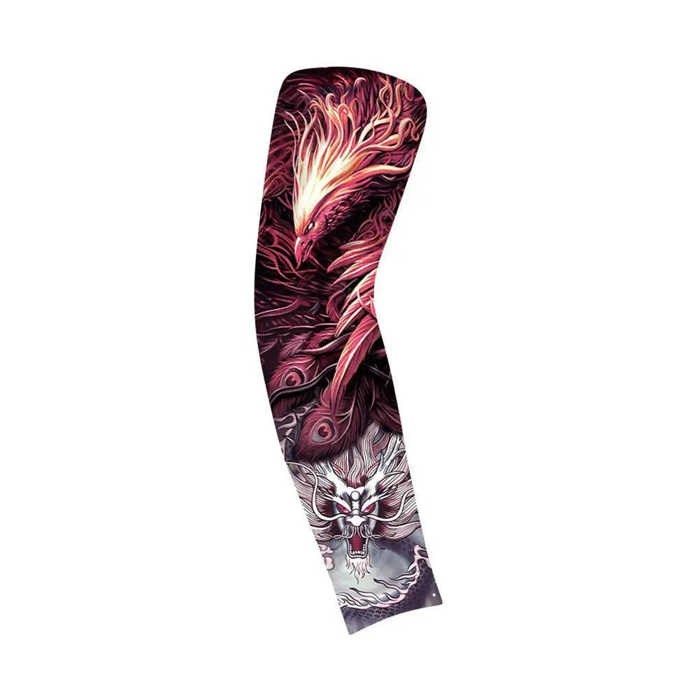 Summer Ice Silk Tattoo Sleeves Arts Temporary Fake Slip On Tattoo Arm Sleeves Sports Sunscreen Sleeves Cycling Driving Fishing Oasis Select D