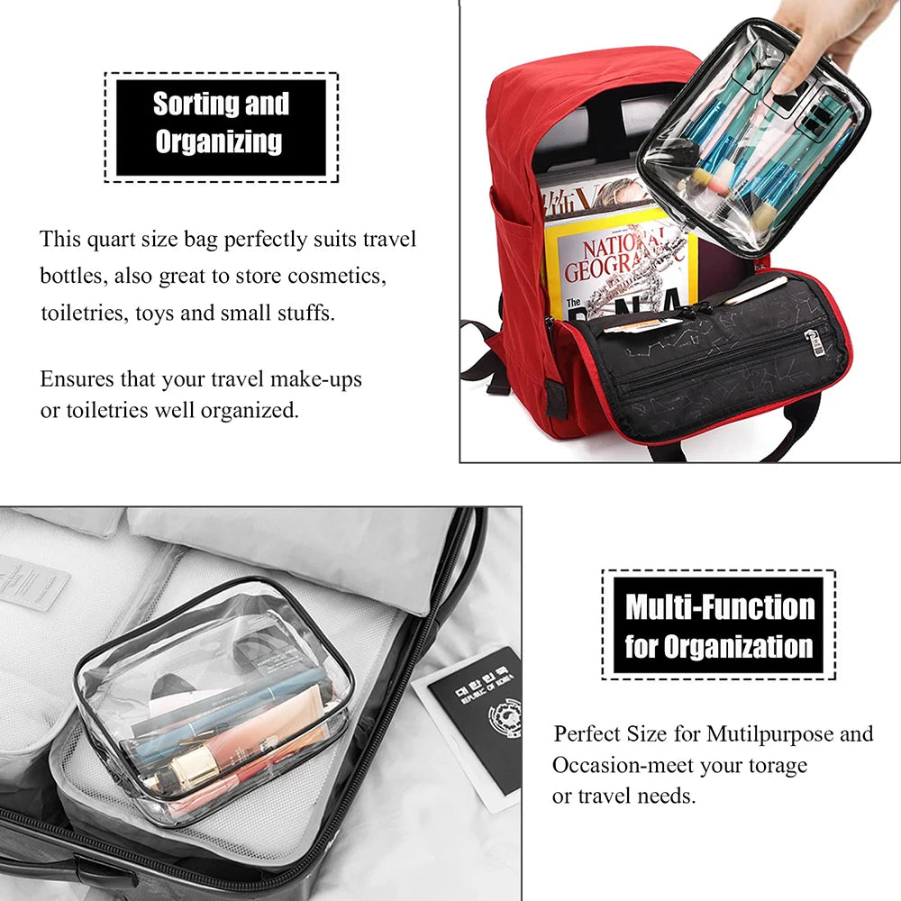 Clear PVC Travel Toiletry Bags – Waterproof Set of 3