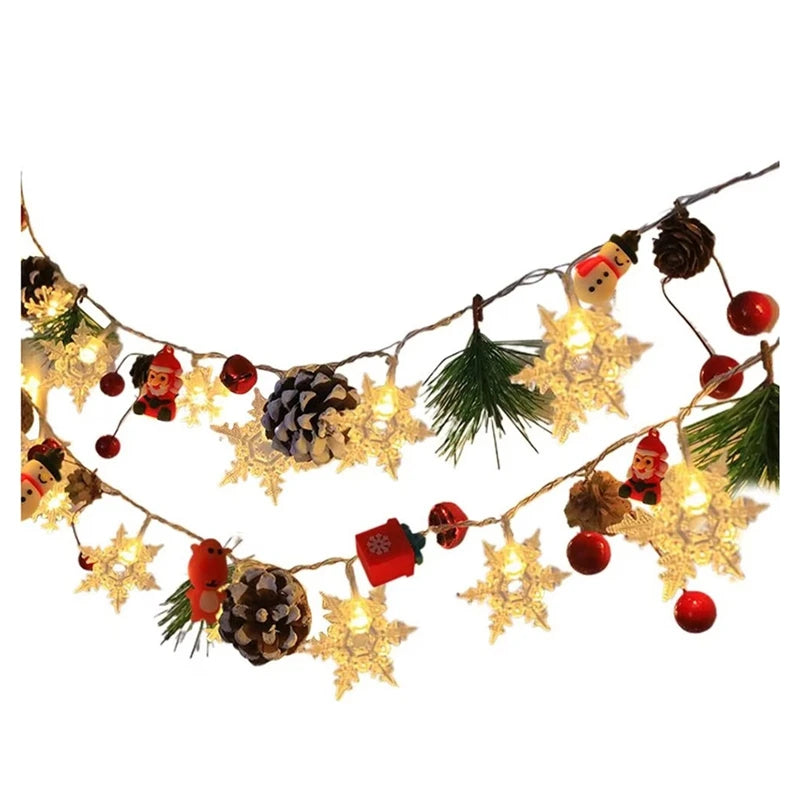 WISH 20 Leds Snowflake String Fairy Lights Battery Powered Christmas Tree Holiday Garland New Year Bedroom Decoration Oasis Select As Shown B NONE