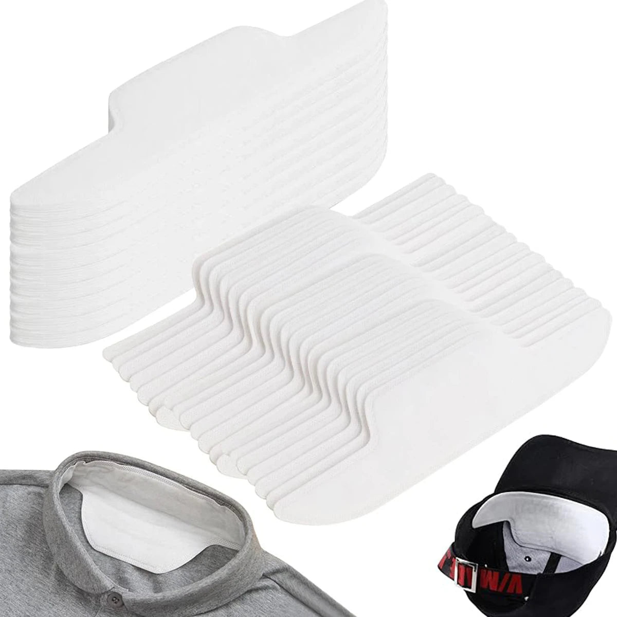 100/200 PCS Collar Protectors for Shirts Hat Sweat Liner Disposable Self-Adhesive Collar Protectors for Important Occasion Oasis Select