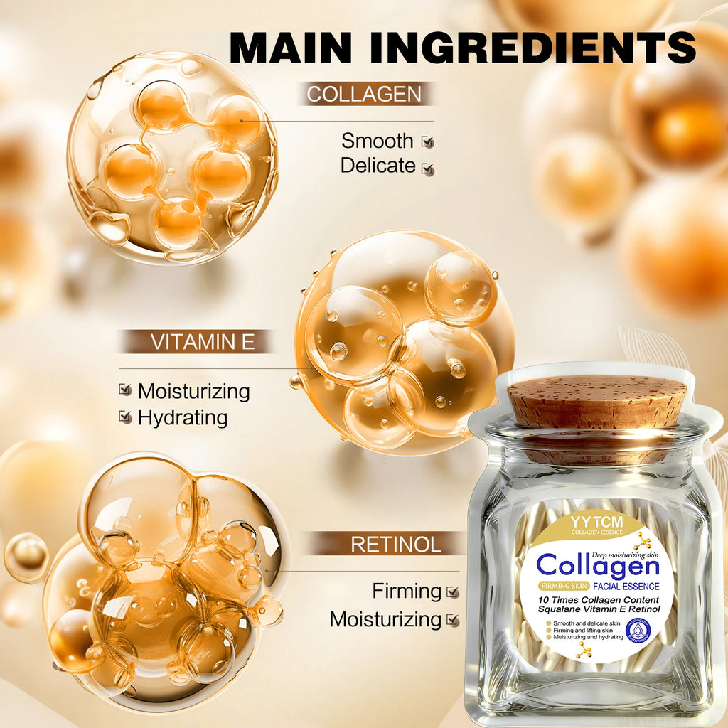 Collagen Firming Capsule Essence Moisturizes Hydrates And Smooths The Skin. With Squalane, Retinol 18/30/48/60/90/180 Capsules Oasis Select
