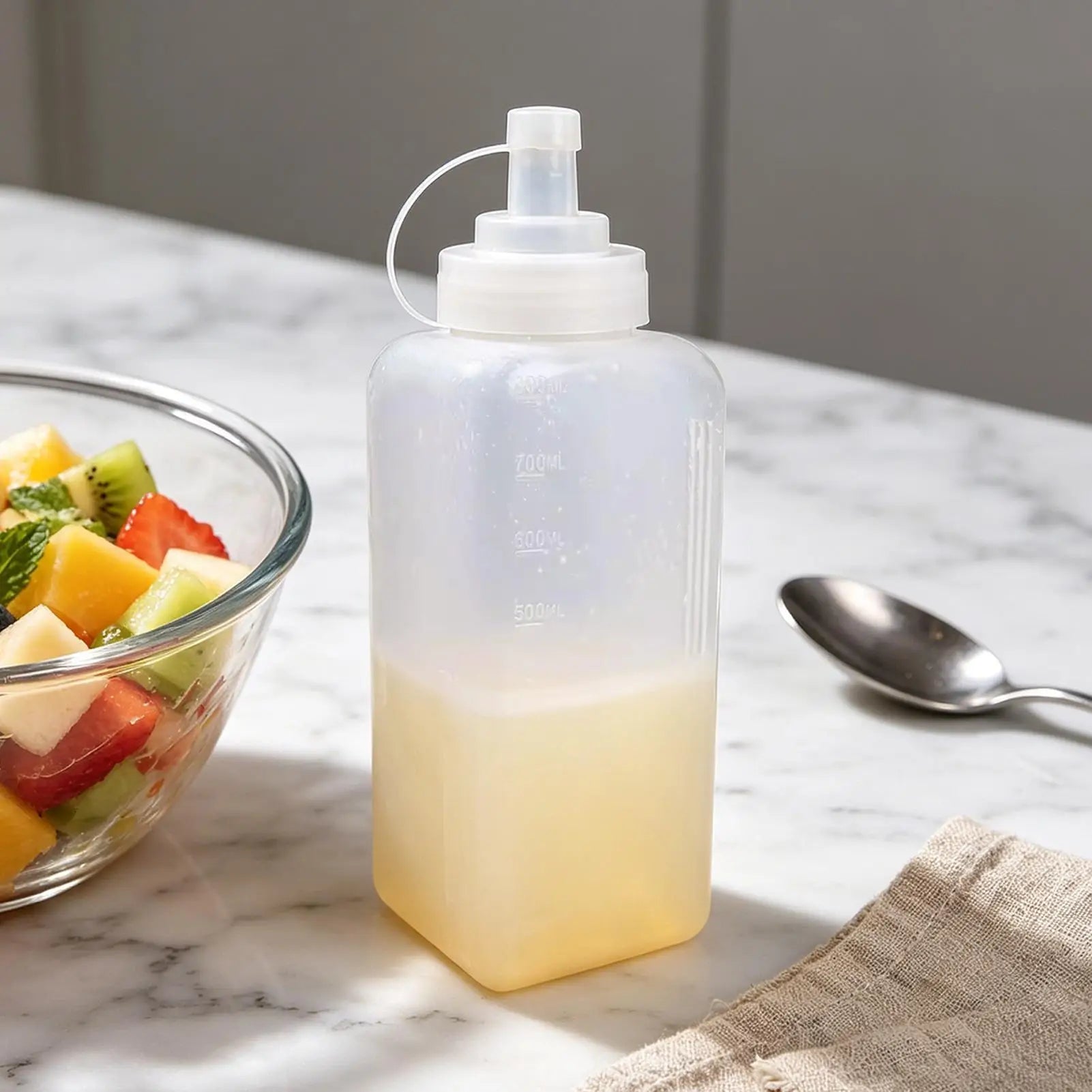 Condiment Squeeze Bottles Wide Mouth Leak Proof Refillable Dispenser Large Capacity Sauce Bottles with Scale for Salad Dressing Oasis Select