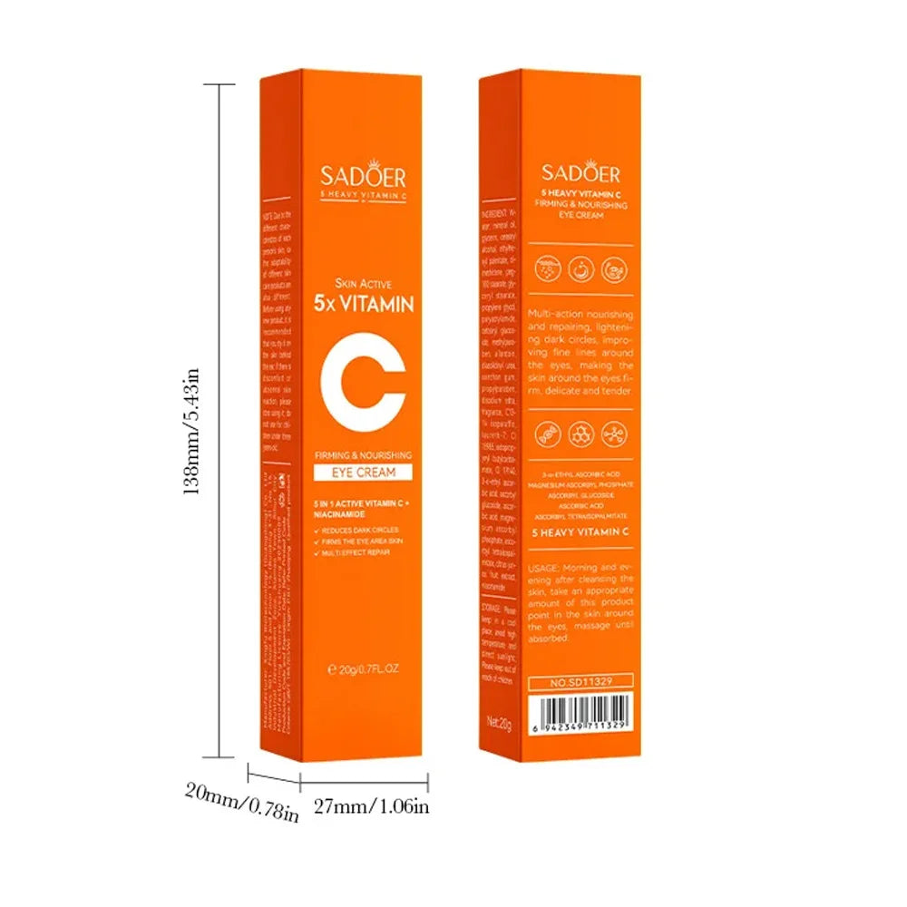 SADOER Vitamin C Eye Cream Anti Dark Circles Eyes Bags Remover Moisturizing Brightening Firming Skin Care Products for Eyes Oasis Select