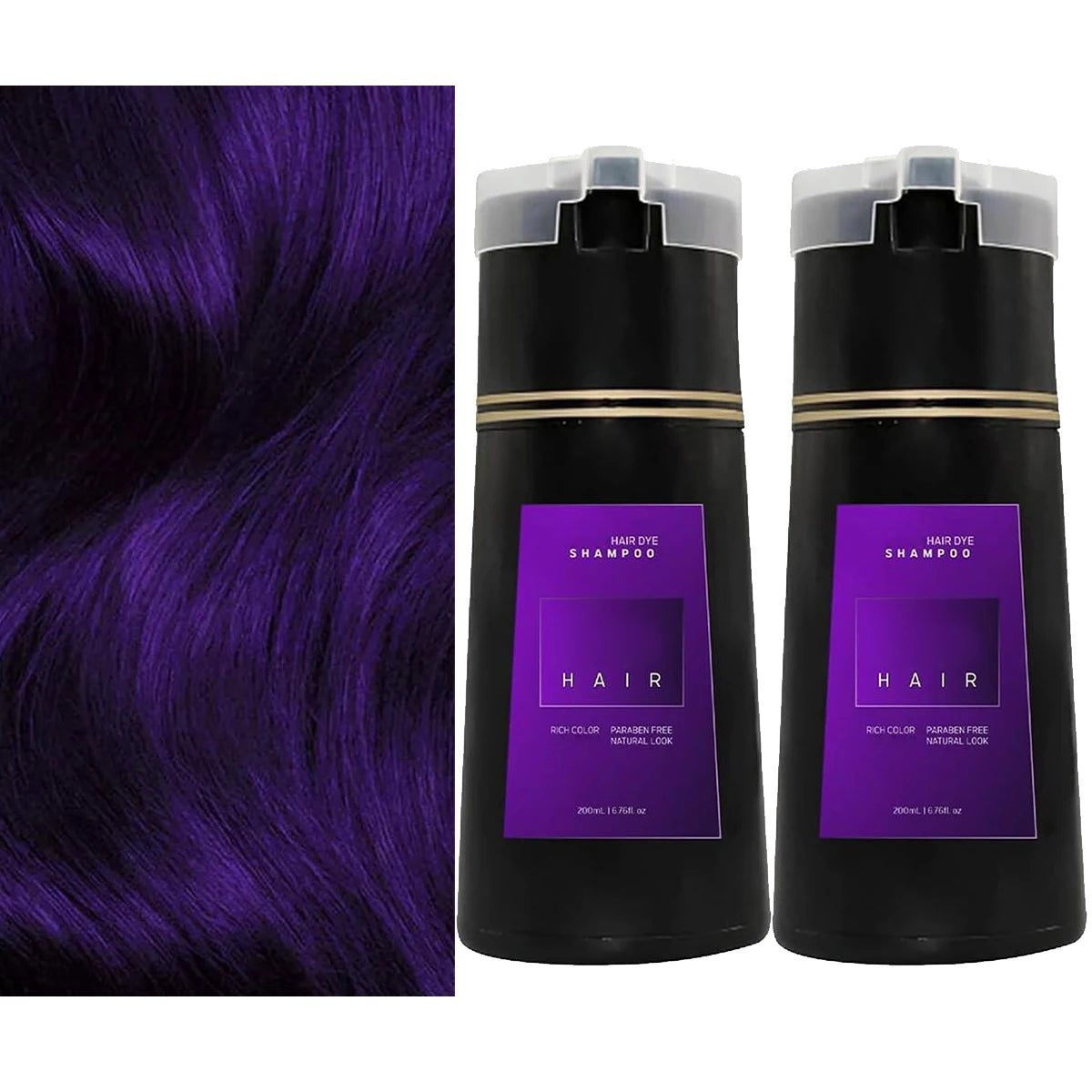 Nova Hair Color Shampoo – Instant Gray Coverage, 200ml Hair Dye Shampoo Oasis Select 2pcs-purple