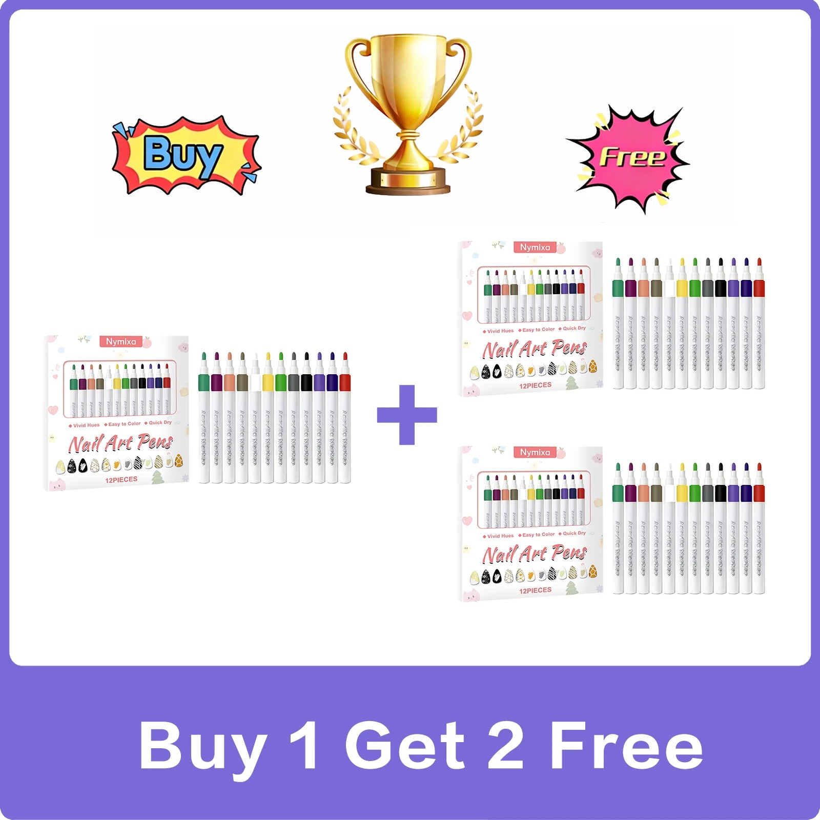 Multi Color Nail Art Pen Set DIY Manicure Tools Waterproof Ink Easy for Beginners Natural Acrylic Nails Professional Painting Oasis Select 3 Set