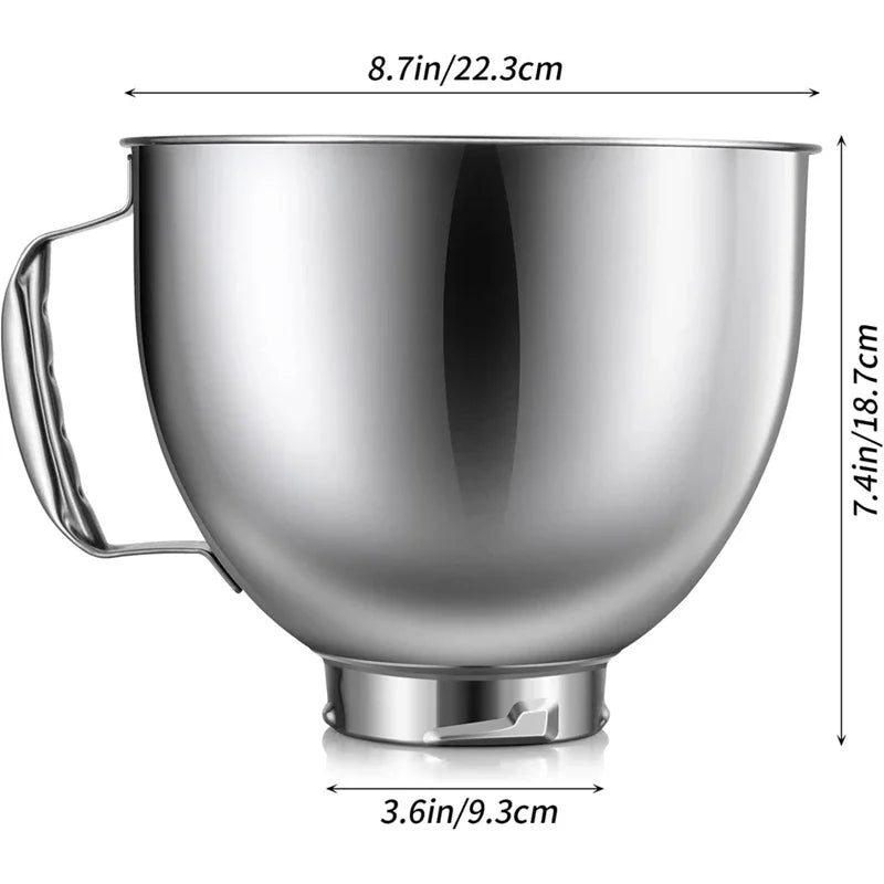 Stainless Steel Bowl for KitchenAid 4.5–5 Qt Tilt-Head Mixer Stand Mixer Bowl Oasis Select