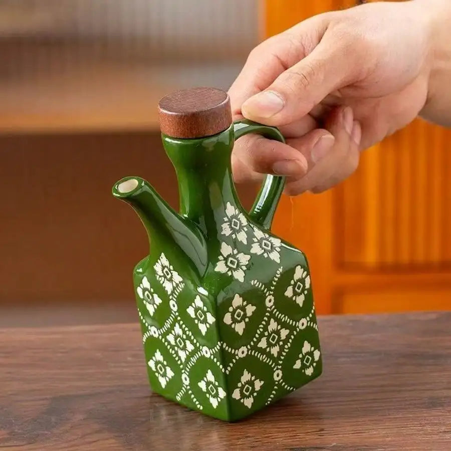 American Oil Pot Household Style Ceramic Bottle Chili Bottle Soy Sauce Vinegar Olive Oil Storage Container Kitchen Accessories Oasis Select
