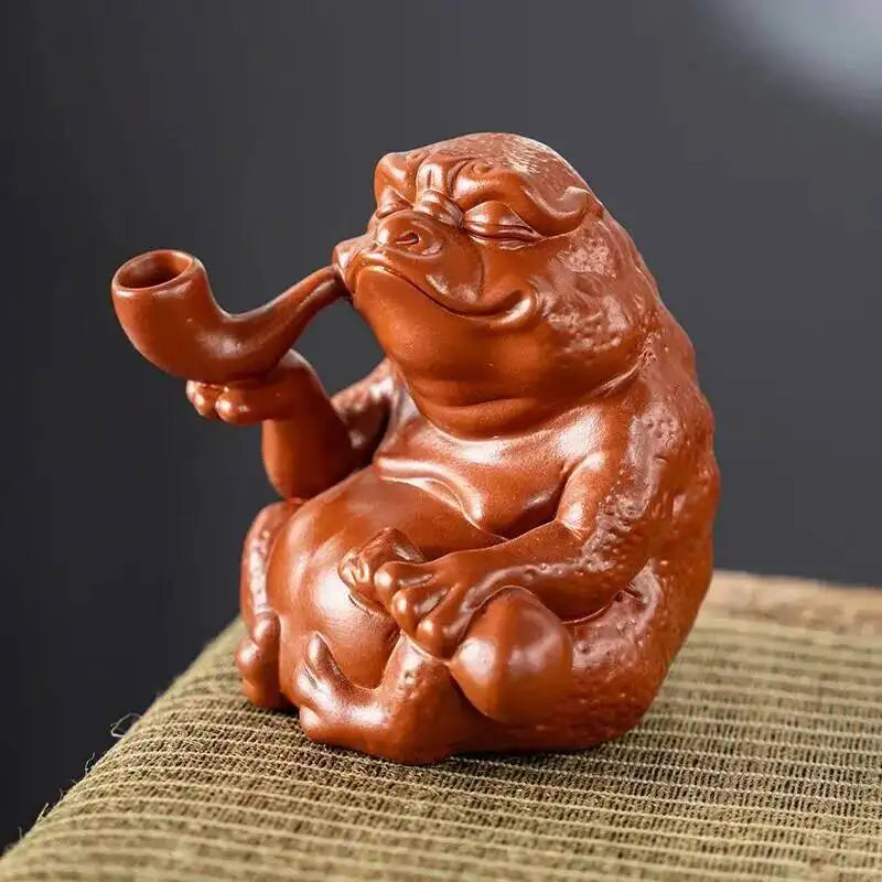 Purple Clay Kung Fu Tea Pet Ornament Handcrafted Purple Clay Lucky Golden Toad Pixiu Tea Table Ceramic Tea Play Oasis Select