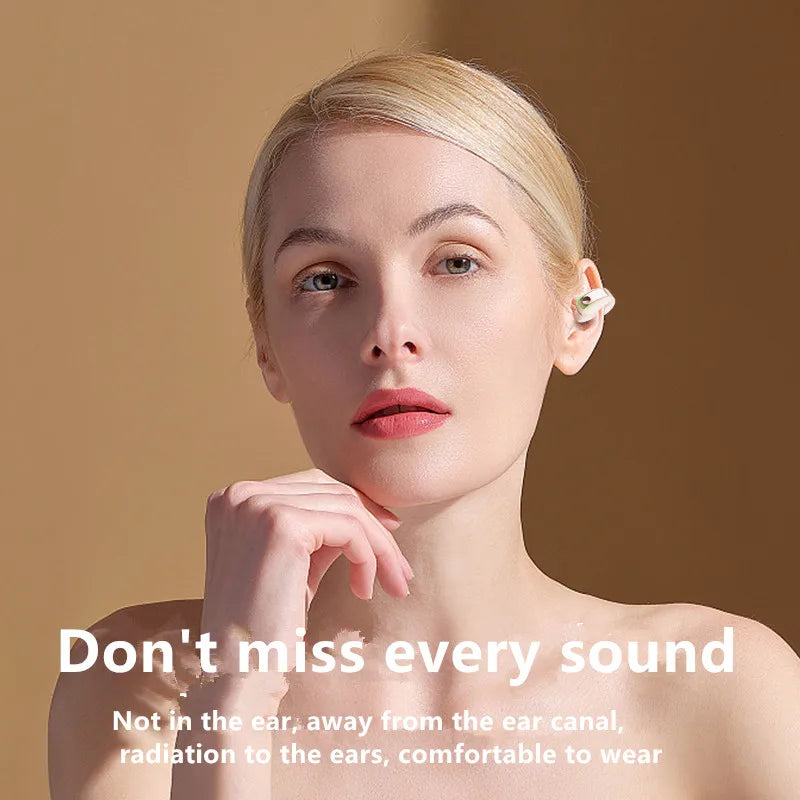 Headset With Microphone Bluetooth 5.3 Ear Clip Headphone TWS Wireless Earphone Single In-Ear HD HiFi Stereo Touch Control Sports Oasis Select