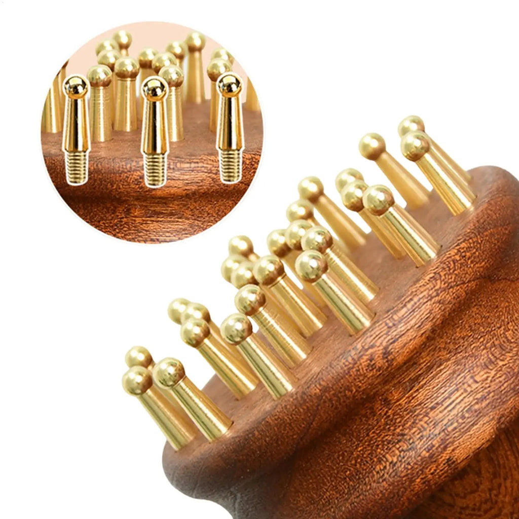 Scalp Massager Brush Long Handle Brass Teeth Soothing Meridian Massage Brush Gua Sha brush Body Massage Brush Massage Comb Oasis Select