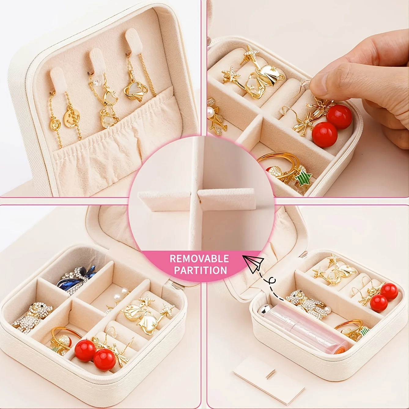 Mini Jewelry Box, Travel Portable Jewelry Case For Ring, Pendant, Earring, Necklace, Bracelet Organizer Storage Holder Boxes Oasis Select