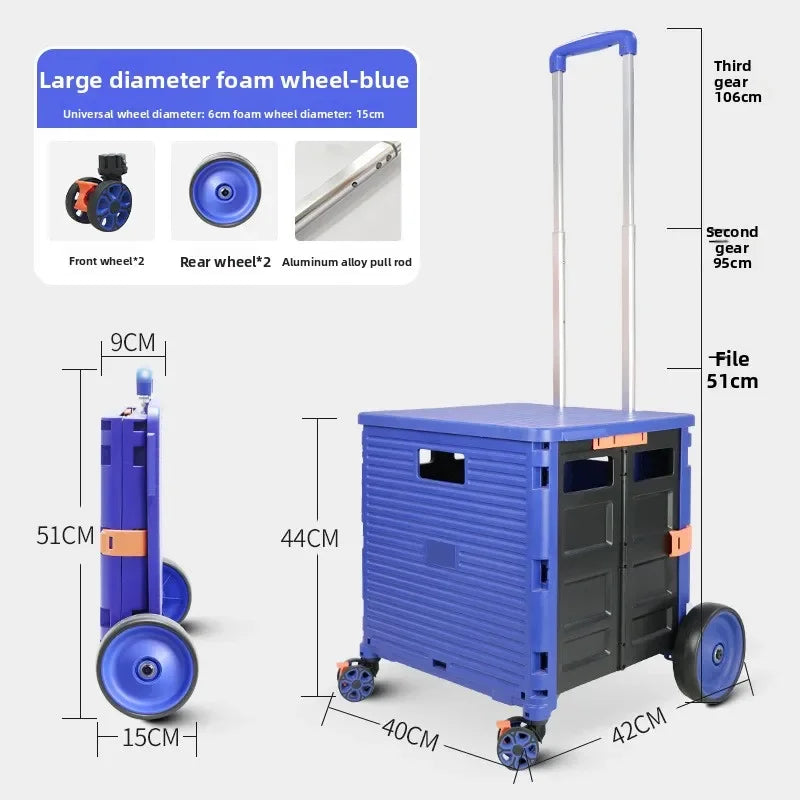 shopping cart vegetable cart trolley cart household folding oversized wheel climbing stairs trolley supermarket shopping cart Oasis Select