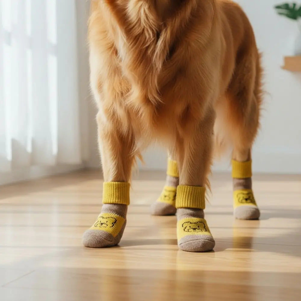 4-Pack Cartoon Anti-Slip Pet Socks for Dogs & Cats | S/M/L