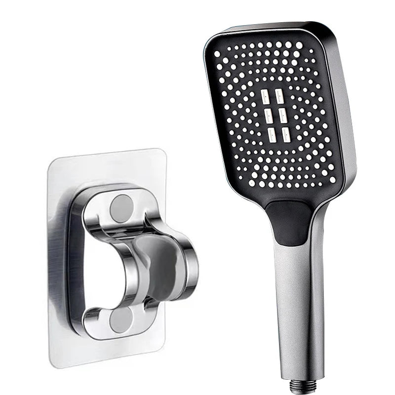 Square High-Pressure Handheld Shower Head – 3 Spray Modes