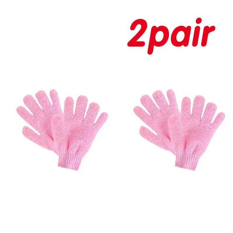 1/2pair Five Fingers Bath Gloves Household Shower Scrub Body Wash Children Home Supply Elastic Wipe Back Bathing Cleaning Gloves Oasis Select 2pairs pink