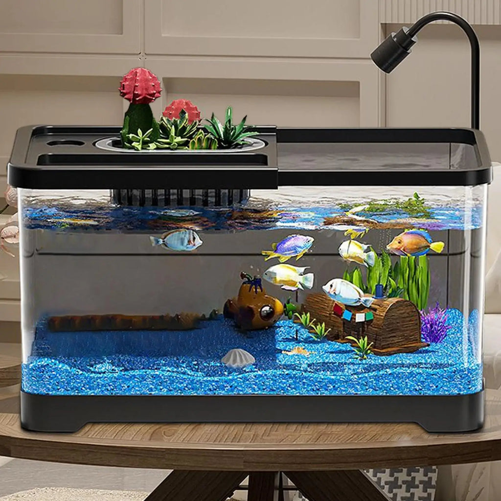 Small Aquarium Kit LED Fish Tank Kit With Decoration Accessories Dust-proof Underwater Landscape Decoration for Desktop Living Oasis Select Default Title