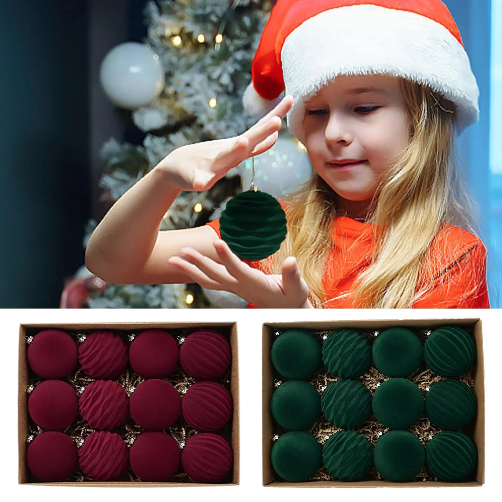 Christmas Ball Ornaments 12 Pieces Christmas Tree Ornaments 3.1 Inch Flocked Ball Decorative Pendant for Holiday Party Home Oasis Select