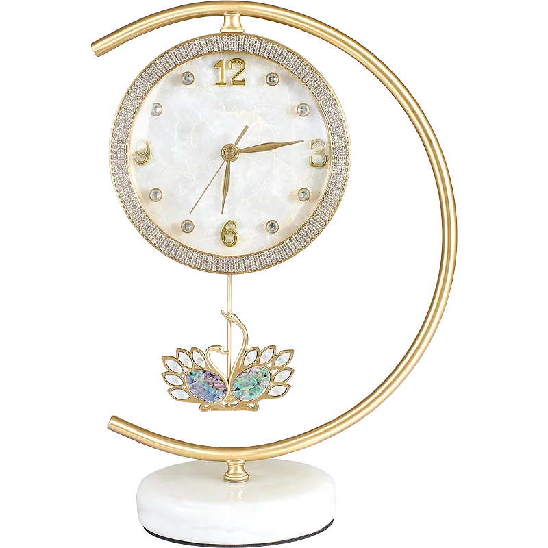 Living Room Clock European-style Home Creative Counter Brass Decorated Clock Light Luxury Metal Quartz Table Clock Oasis Select