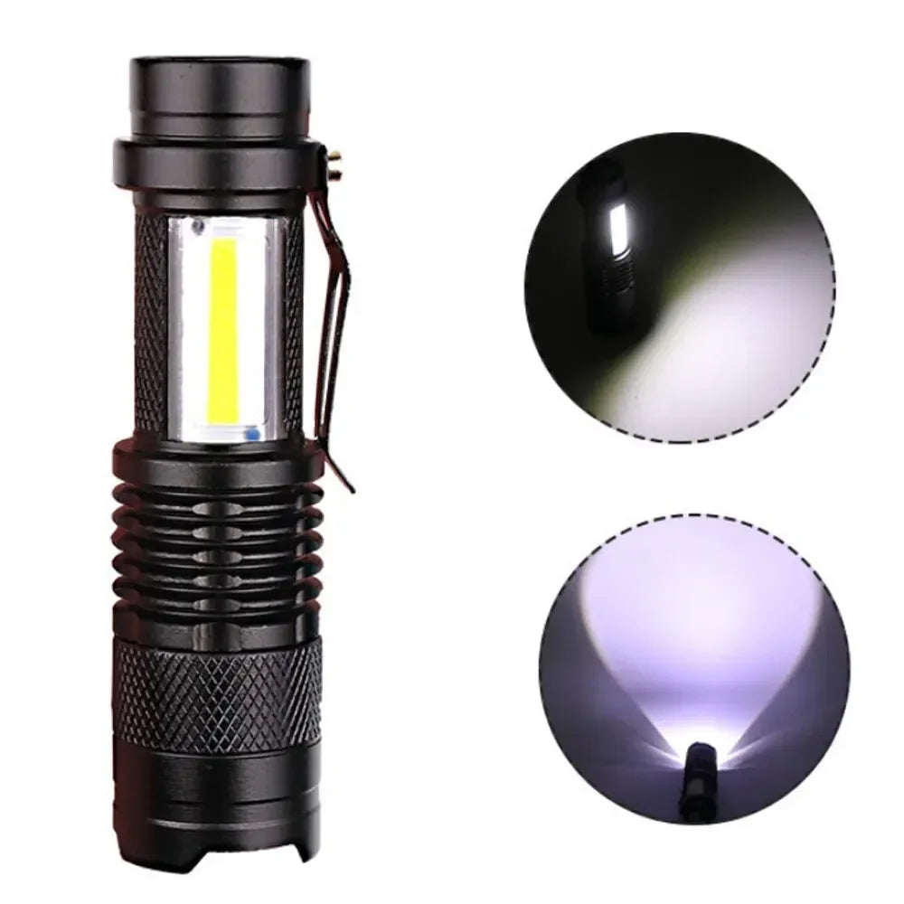 ESMARTER Mini Rechargeable LED Flashlight XPE COB Dual Light
