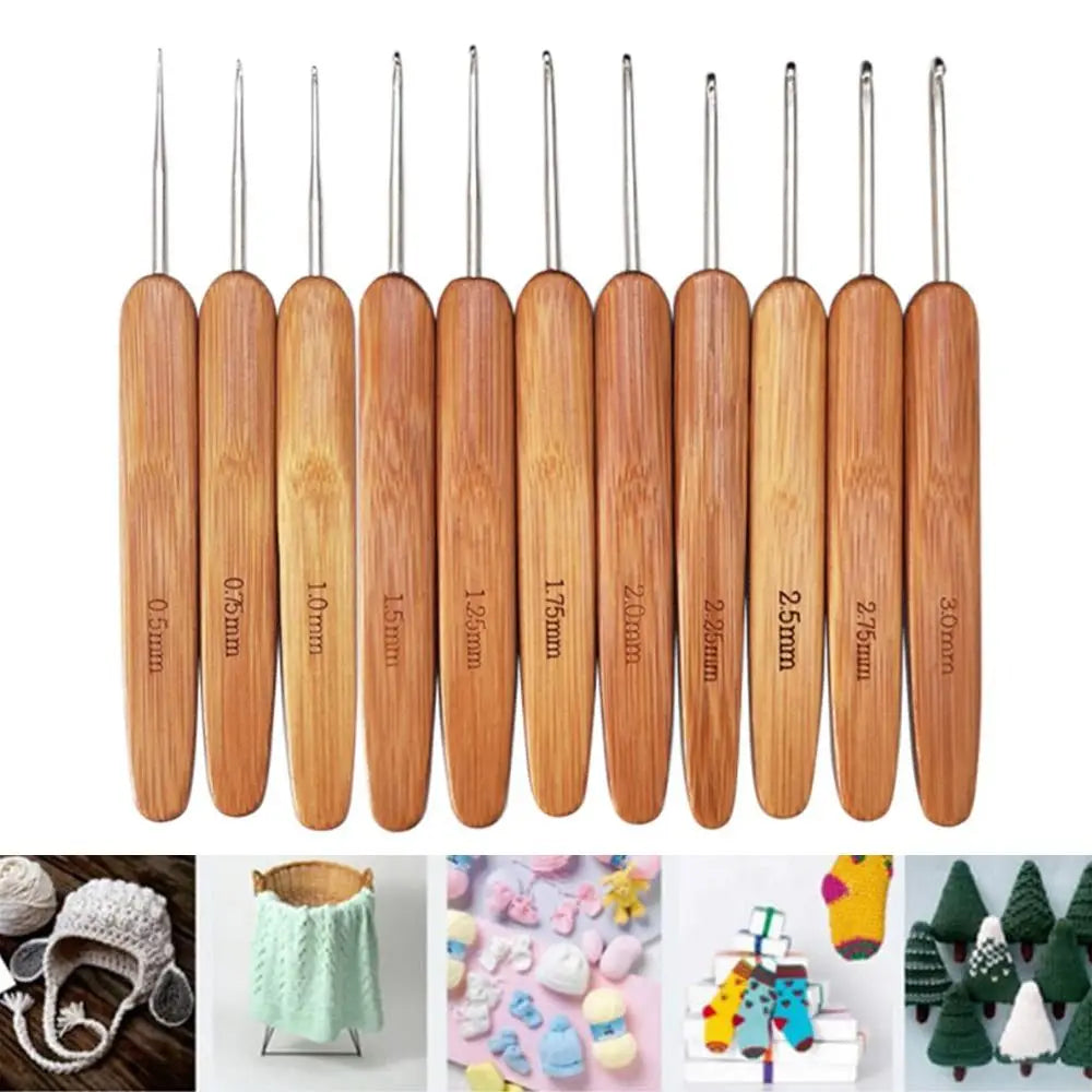Bamboo Wooden Handle Crochet Hook Crochet Hooks Ergonomic Crochet Needles Weave Yarn Craft DIY Sewing Tools for Fine Work Thin Oasis Select