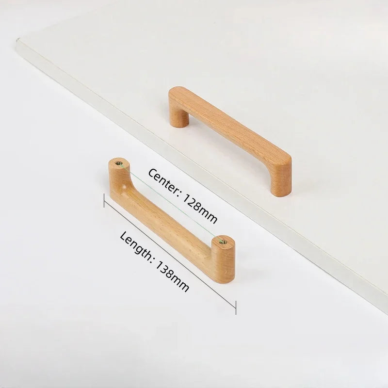 Nordic Wooden Cabinet Handle Cupboard Door Knob and Handle Kitchen Drawer Pulls Wardrobe Door Handles for Furniture Hardware