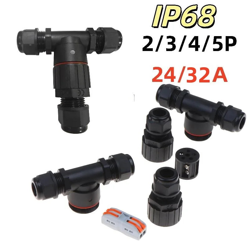 1Pc Quick Screw Push-in Terminal, IP68 Waterproof T-Type Electrical Connector 2/3/4/5 Pin, Wiring Harness Junction Box Connector Oasis Select