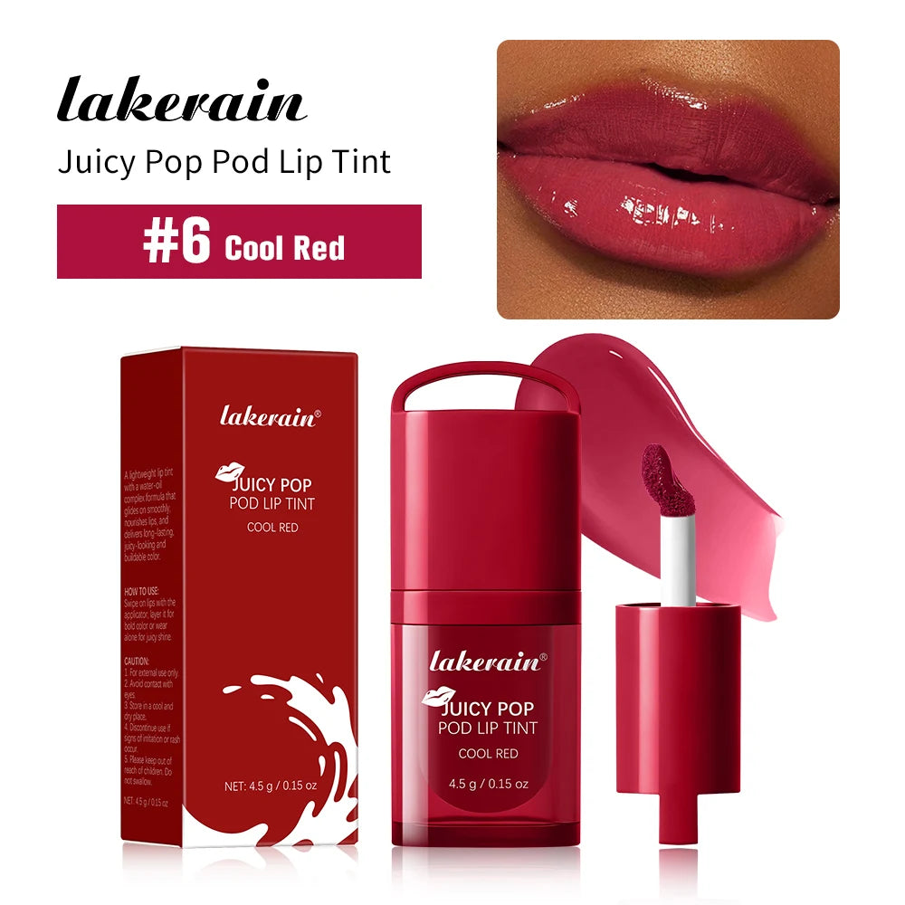 Juicy Hydrated Lip Tint Buildable Glossy Finish Ceramide Peptide Water-to-oil Formula Long-lasting Color Buckle Design Lip Tint Oasis Select Cool Red
