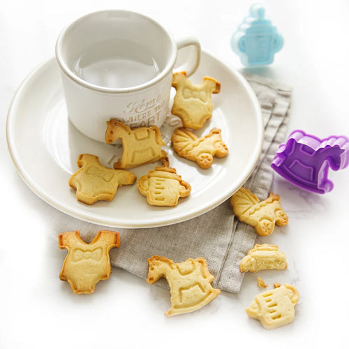 3D Cartoon Cookie Cutter Stamp Set – 4-Piece DIY Baking Mould Cookie Cutter Mould Set Oasis Select