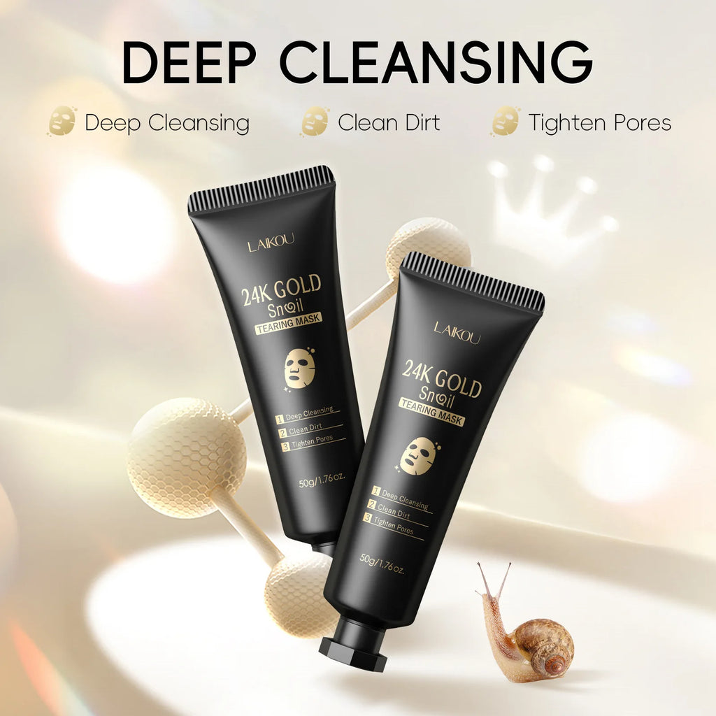 LAIKOU 24K Gold Snail Peel Off Mask Pore Cleaner Blackhead & Dirt Remover Facial Brightening Skin Care 50g Oasis Select