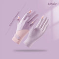 Summer Sunscreen Gloves Women Thin Ice Silk Anti-ultraviolet Dew Finger Touch Screen Driving Riding Non-slip Breathable Gloves Oasis Select Purple
