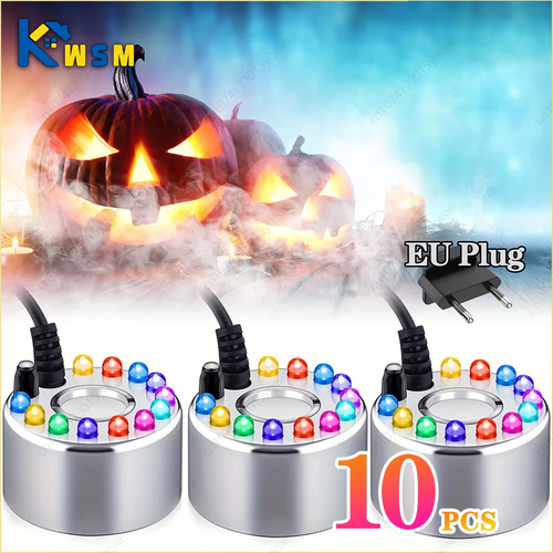 10PCS Mini LED Pumpkin Light Fogger Water Fountain Pond Fog Machine For Halloween Christmas Easter Party Festival Decoration Oasis Select