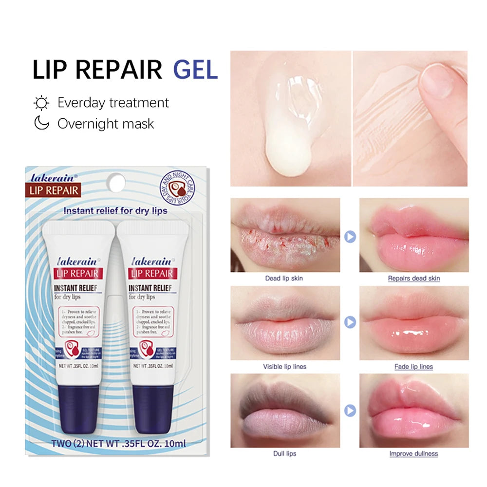2pcs/Lot Moisturizing Lip Repair Gel Instant Relief For Dry Lips Liquid Lip Balm Paraben Free Lip Care Product Reduce Lips Line Oasis Select